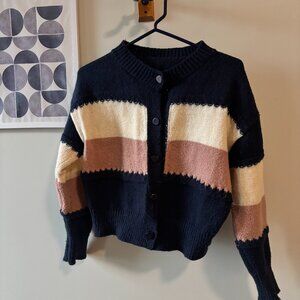 Vintage • Colorblock knit cardigan